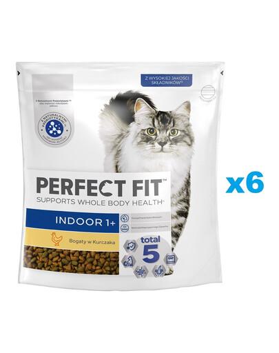 PERFECT FIT (Indoor 1+) 6x750g Reich an Huhn – Trockenfutter für Wohnungskatzen