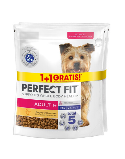 PERFECT FIT Adult 1+ 2x825g: Trockenvollnahrung mit Huhn für adulte Hunde kleiner Rassen