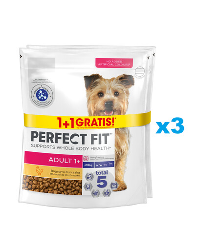 PERFECT FIT Adult 1+ 6x825 g: Trockenvollnahrung mit Huhn für adulte Hunde kleiner Rassen