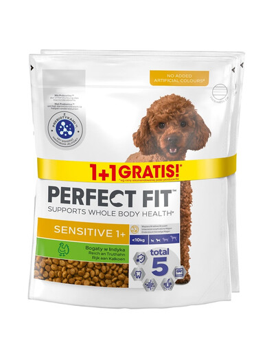 PERFECT FIT Sensitive 1+ 2x825 g: Trockenvollnahrung mit Truthahn für adulte Hunde kleiner Rassen