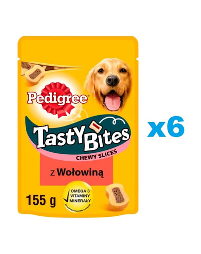 PEDIGREE Tasty Bites Chewy Slices 6x155g: Hundeleckerlis mit Rindfleisch