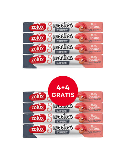 ZOLUX Cremesnack für Katzen SWEETIES mit Thunfisch und Garnele 8 x 14g (4+4 GRATIS)