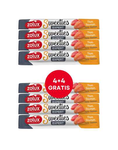 ZOLUX Cremesnack für Katzen SWEETIES mit Thunfisch und Lachs 8 x 14g (4+4 GRATIS)