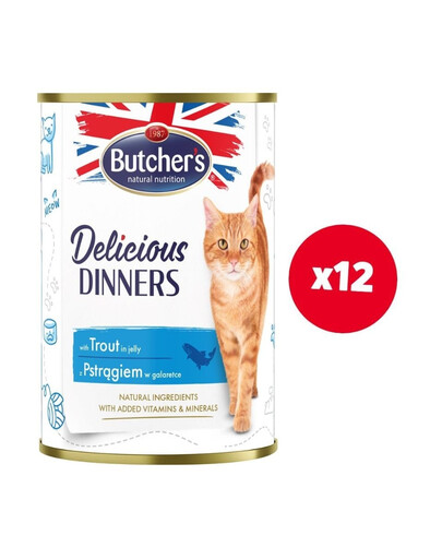 BUTCHER'S Delicious Dinners Nassfutter mit Forelle in Gelee 12x400g