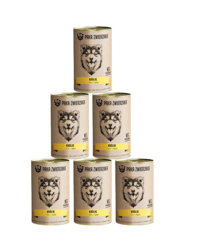 PAKA ZWIERZAKA Nassfutter Kaninchen und Wildschwein mit Kürbis für alle Hunde getreidefrei 6x400 g