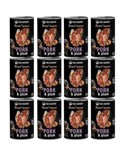 PAKA ZWIERZAKA Seventh Heaven Nassfutter mit Schweinefleisch und Pflaume getreidefrei für alle Hunde 12x400 g