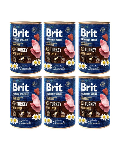BRIT Premium by Nature Junior Turkey and liver 6x400 g Truthahn und Leber natürliches Welpenfutter