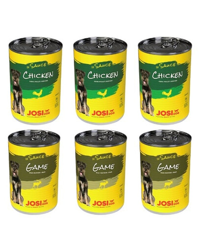 JOSERA JosiDog mit Huhn und Wild in Soße für adulte Hunde 6x415g