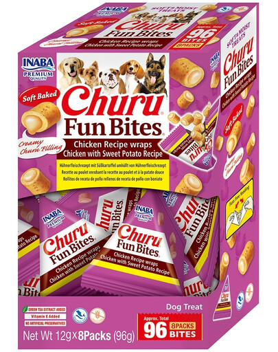 INABA Dog Churu Fun Bites Chicken with Sweet Potato 8x12g