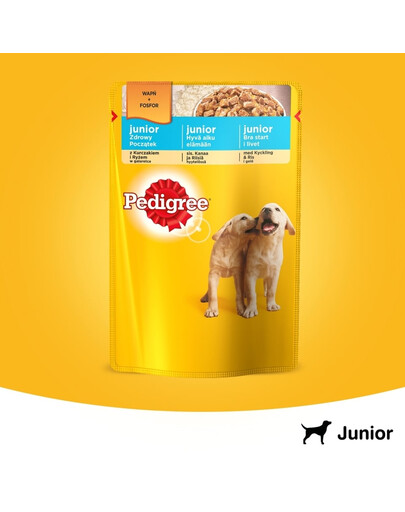 PEDIGREE Junior Beutel 100g: Nassfutter für Welpen mit Hühnerfleischstücken in Gelee