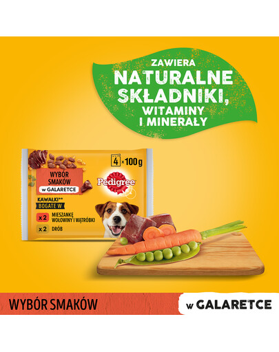 PEDIGREE Adult Mix 4x100g: Nassfutter für adulte Hunde mit Rindfleisch und Leber und mit Geflügel, in Gelee