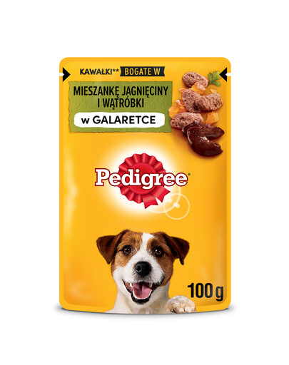 PEDIGREE Adult Beutel 100g: Nassfutter für adulte Hunde mit Lammfleisch und Leber, in Gelee.