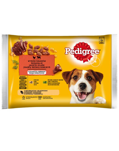 PEDIGREE Adult Mix in Gelee 4x100g: Nassfutter für adulte Hunde mit Huhn und einer Mischung aus Lammfleisch und Leber