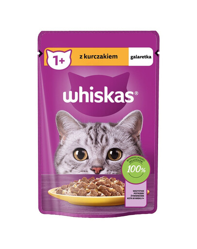 WHISKAS Adult 85g: Nassfutter für adulte Katzen mit Huhn in Gelee