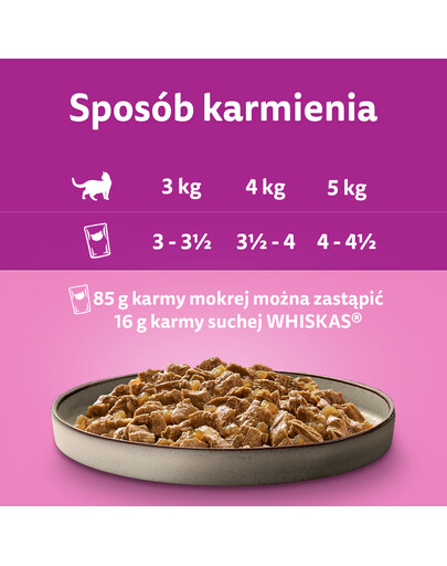 WHISKAS Adult 12x85g: Nassfutter für adulte Katzen mit Huhn, Pute, Geflügel und Ente in Gelee