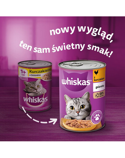 WHISKAS Adult 400 g - Nassfutter mit Huhn in Gelee für adulte Katzen