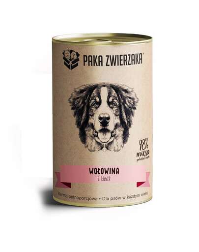 PAKA ZWIERZAKA Nassfutter für Hunde mit Rindfleisch und Hering 400 g