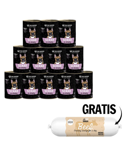 PAKA ZWIERZAKA Seventh Heaven Nassfutter mit Schweinefleisch und Pflaume getreidefrei für alle Hunde 12x400 g + Rindfleischwurst 200g GRATIS