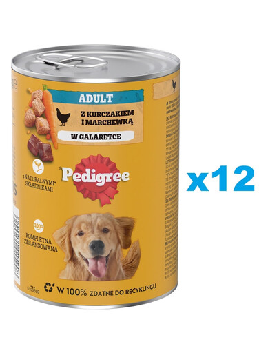 PEDIGREE Adult12x400g - Nassfutter mit Huhn und Karotte in Gelee