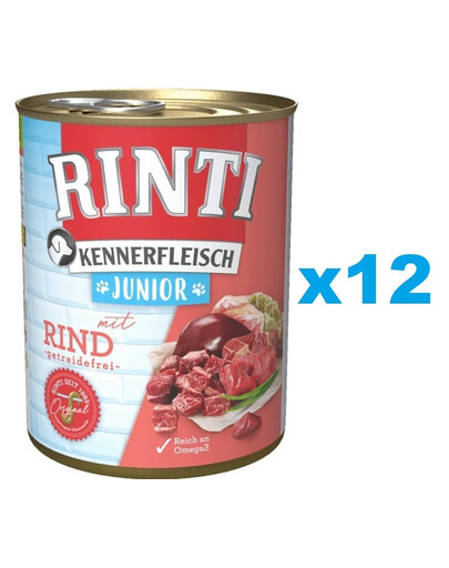 RINTI Kennerfleisch Junior 12x400g mit Rindfleisch für Welpen