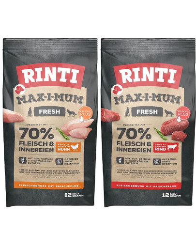 RINTI MAX-I-MUM Beef mit Rind 12 kg + Chicken mit Huhn 12 kg