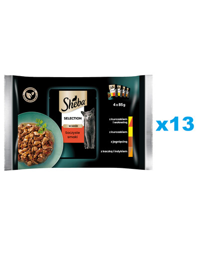 SHEBA Selection 52x85 g Nassfutter mit Huhn Rind Lamm Ente Pute in Soße für adulte Katzen