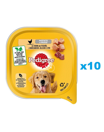 PEDIGREE  Adult 10x300 g  Nassfutter mit Huhn und Fischölmousse für Hunde