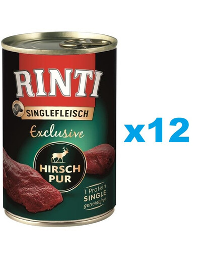 RINTI Singlefleisch Exclusive Venison Pure Monoprotein Wildfleisch 12x400 g