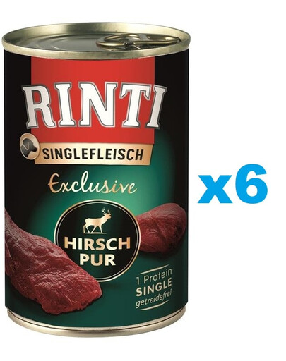 RINTI Singlefleisch Exclusive Venison Pure Monoprotein Wildfleisch 6x400 g