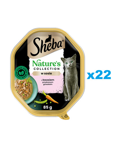 SHEBA Nature’s Collection 22x85 g Nassfutter mit Lachs und Erbsen in Soße für adulte Katzen