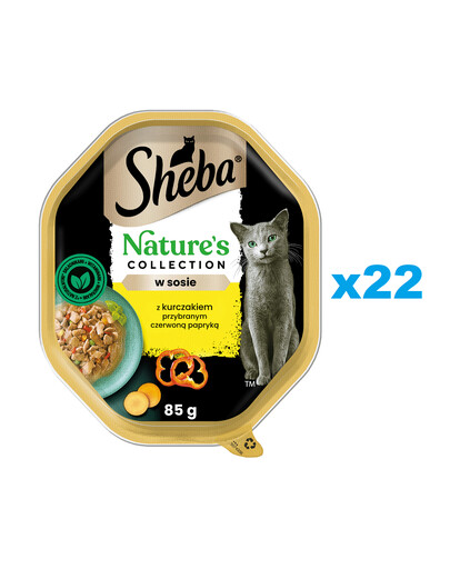 SHEBA Nature’s Collection 22x85 g: Nassvollnahrung für adulte Katzen mit Huhn und Paprika in Sauce
