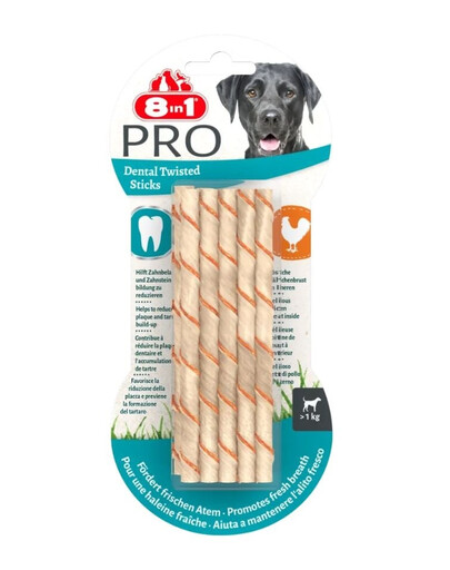 8IN1 Delights Pro Dental Twisted Sticks: Leckerli für Hunde  XS 10 Pack