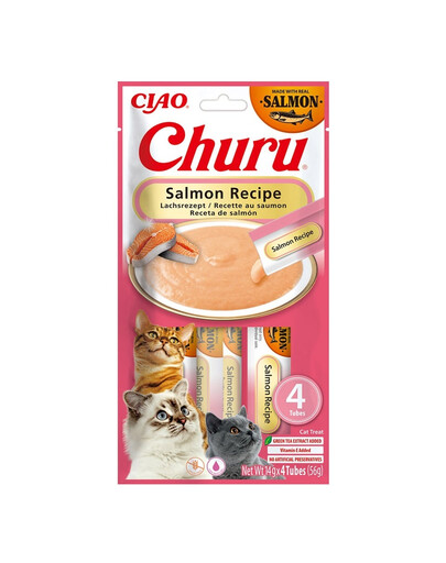 INABA Churu Cat Salmon 4x14g cremiges Katzenleckerli mit Lachsgeschmack
