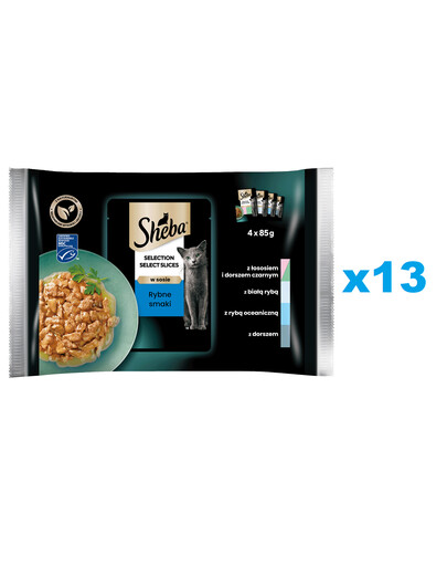 SHEBA Selection Select Slices 52x85g Nassfutter MIX Fisch Geschmacks in Soße für adulte Katzen