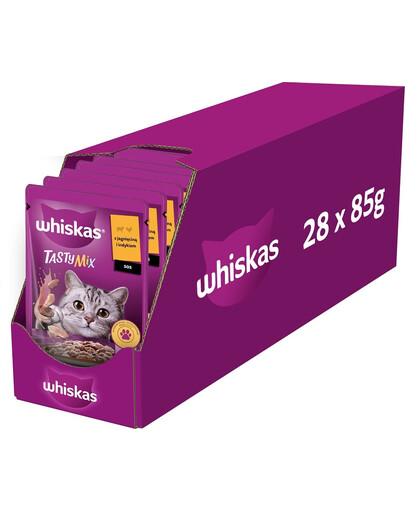 WHISKAS Adult 28x85g: Nassfutter für adulte Katzen mit Lamm und Pute in Sauce
