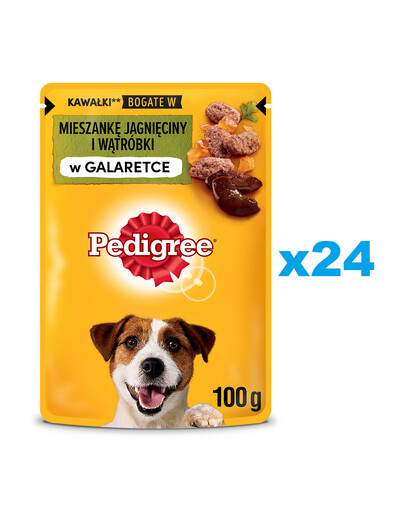 PEDIGREE Adult Beutel 24x100g: Nassfutter für adulte Hunde mit Lammfleisch und Leber, in Gelee.