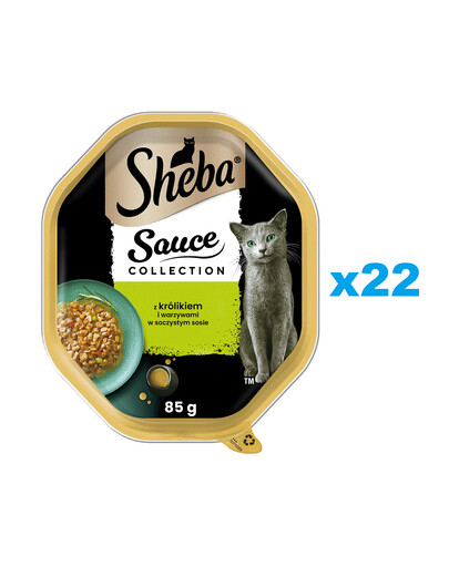 SHEBA Sauce Collection 22x85 g Nassfutter mit Kaninchen und Gemüse in Soße für adulte Katzen
