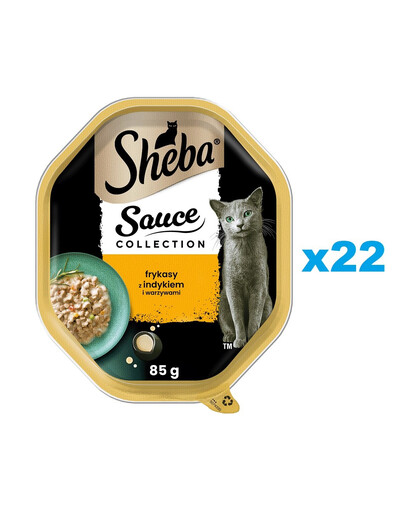 SHEBA Sauce Collection 22x85 g Nassfutter mit Truthahn und Gemüse in Soße für adulte Katzen