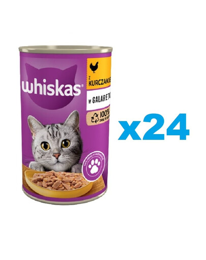 WHISKAS Adult 24x400 g - Nassfutter mit Huhn in Gelee für adulte Katzen