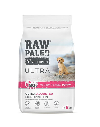 RAW PALEO Ultra Pork Medium&Large Puppy 2kg dla szczeniąt ras średnich i dużych wieprzowina