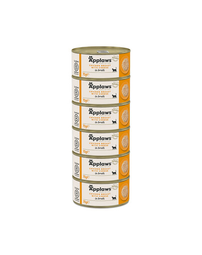APPLAWS Cat Adult Chicken Breast with Cheese in Broth Hähnchenbrust mit Käse in Brühe 6x70 g