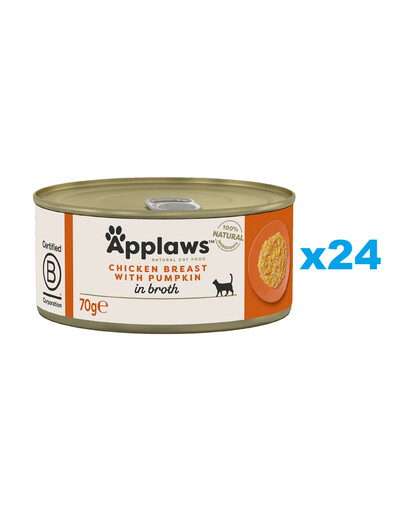 APPLAWS Cat Adult Chicken Breast with Pumpkin in Broth Hähnchenbrust und Kürbis in Brühe 24x70 g