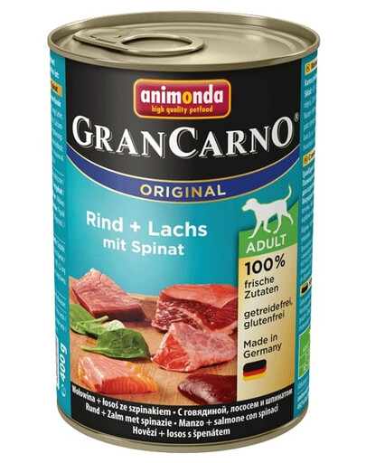 ANIMONDA GranCarno Original Adult RIND + LACHS MIT SPINAT 400 g