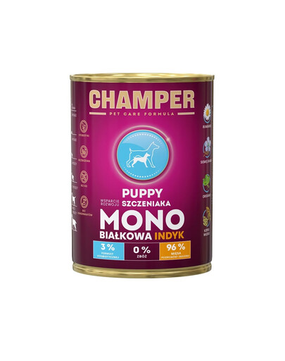 CHAMPER Puppy Indyk monobiałkowa karma dla szczeniąt 400 g