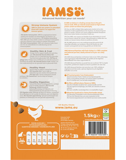 IAMS for Vitality Chicken Katzenfutter für Erwachsene mit Huhn 1,5 kg
