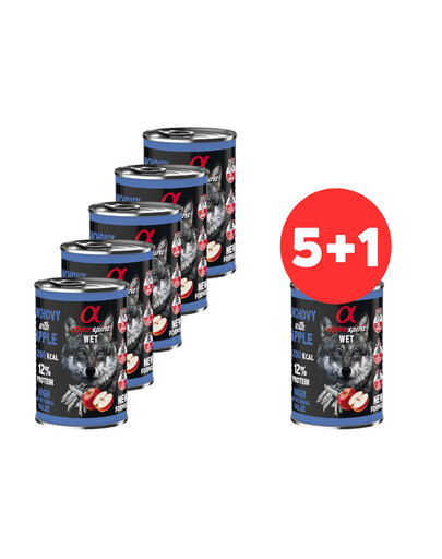 ALPHA SPIRIT Sardellen mit Apfel 5 x 400 g Nassfutter für Hunde + 1 Futter GRATIS