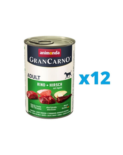 ANIMONDA GranCarno Original Adult RIND + HIRSCH MIT APFEL 12 x 800 g