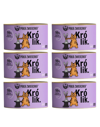 PAKA ZWIERZAKA Nassfutter mit Kaninchen Monoprotein für Katzen getreidefrei 6x200 g