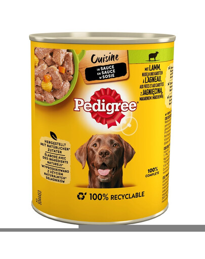 Cuisine Adult puszka 800g - mokra karma pełnoporcjowa dla dorosłych psów, z jagnięciną, makaronem i marchewką w sosie