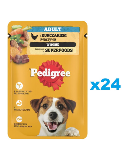 PEDIGREE Adult Beutel 24x100g: Nassfutter für adulte Hunde mit Huhn und Gemüse in Sauce